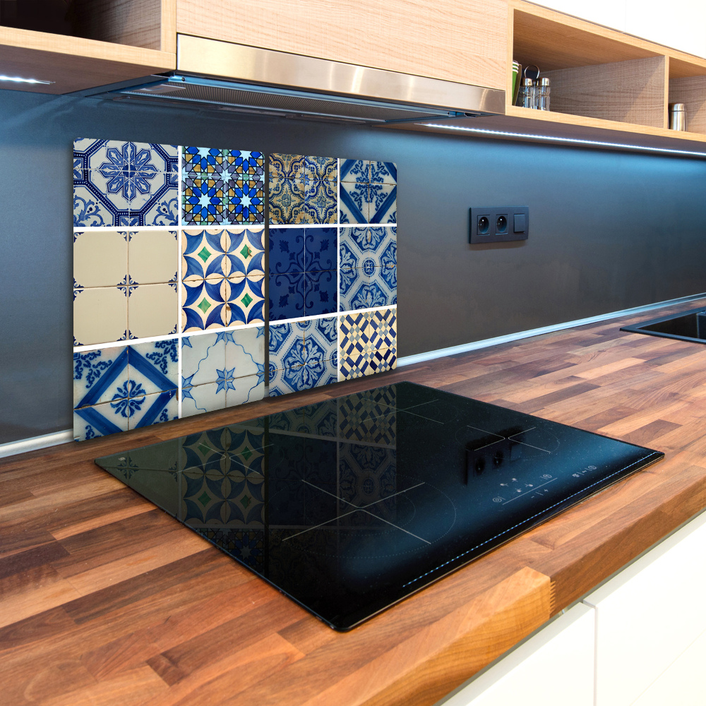 Glass chopping board Portuguese tiles