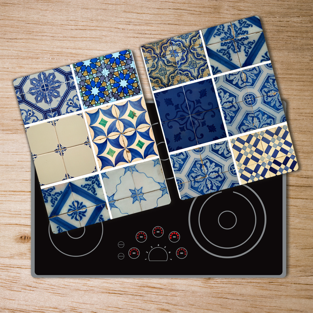 Glass chopping board Portuguese tiles