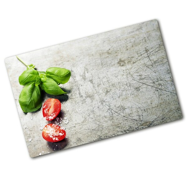 Cutting board Tomatoes and basil