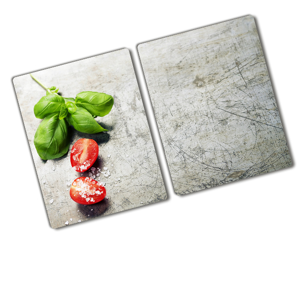 Cutting board Tomatoes and basil