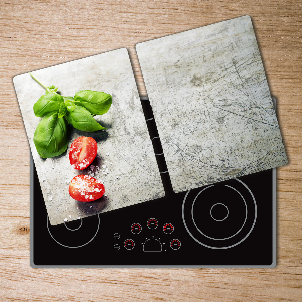 Cutting board Tomatoes and basil