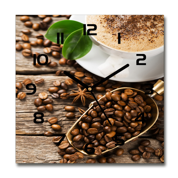 Square glass clock Coffee