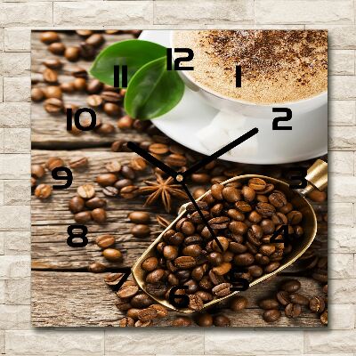 Square glass clock Coffee