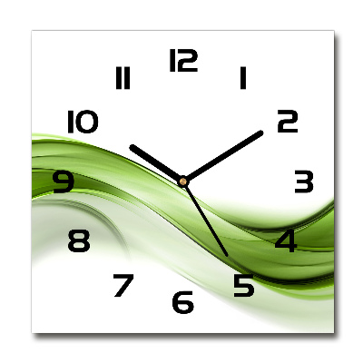 Square wall clock Green wave