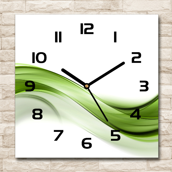 Square wall clock Green wave