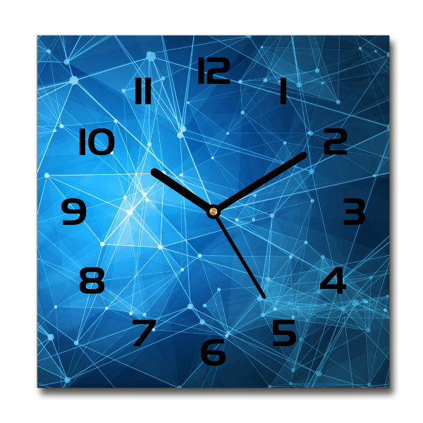 Square kitchen clock Blue lines