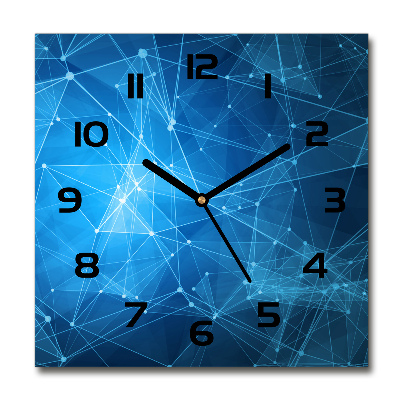 Square kitchen clock Blue lines