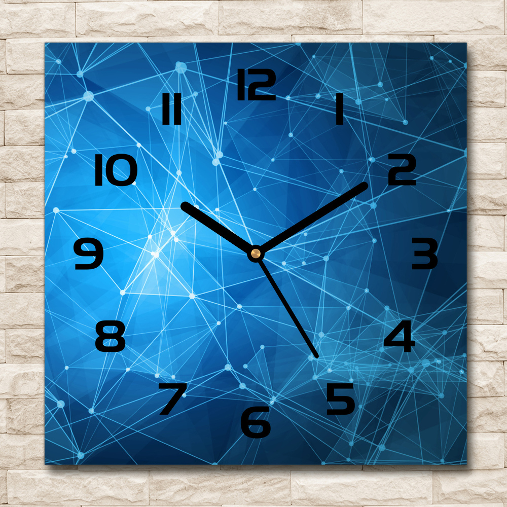 Square kitchen clock Blue lines