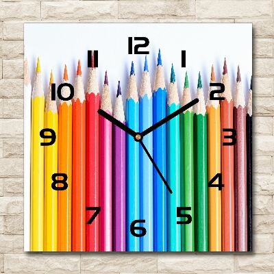 Square kitchen clock Colourful pencils