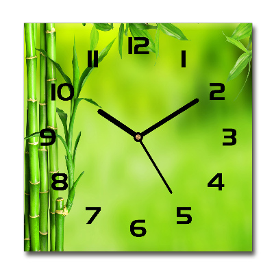 Square glass wall clock Bamboo