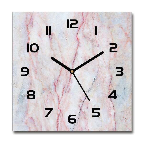 Square glass clock Marble