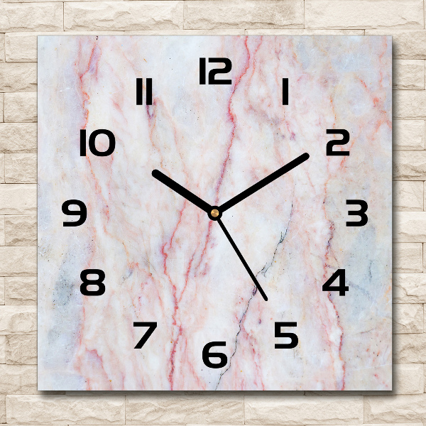 Square glass clock Marble