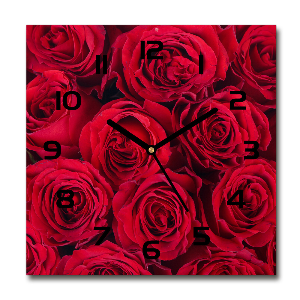 Square wall clock Roses