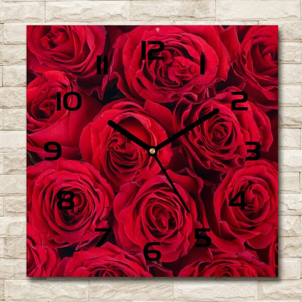 Square wall clock Roses