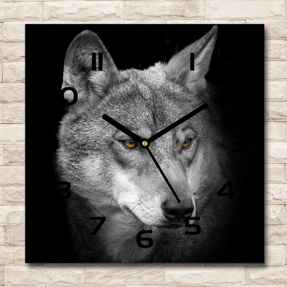 Square wall clock Wolf