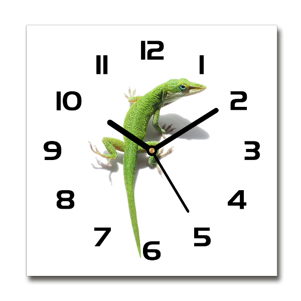 Square wall clock Green lizard