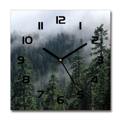 Square glass wall clock Forest fog