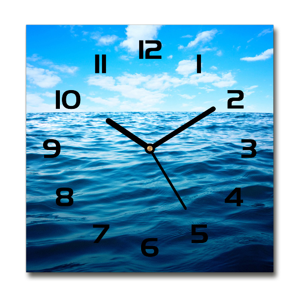 Square glass wall clock Sea water