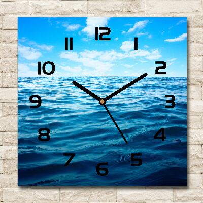 Square glass wall clock Sea water