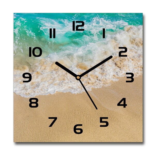 Square glass wall clock Beach and sea