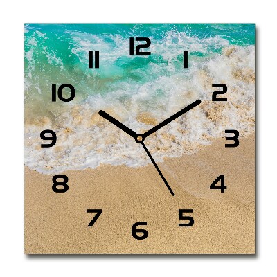 Square glass wall clock Beach and sea