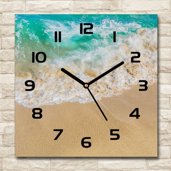 Square glass wall clock Beach and sea