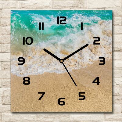 Square glass wall clock Beach and sea