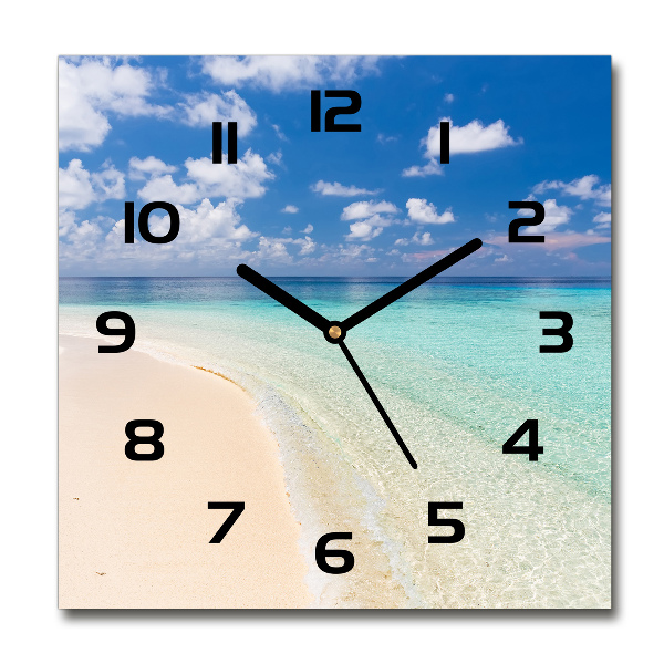 Square kitchen clock Beach in the Maldives