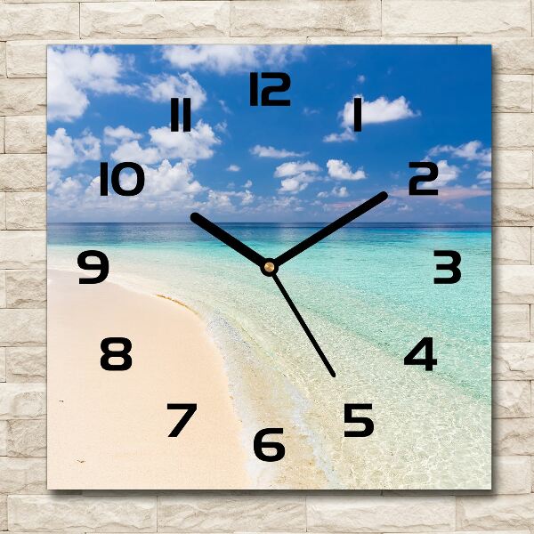 Square kitchen clock Beach in the Maldives