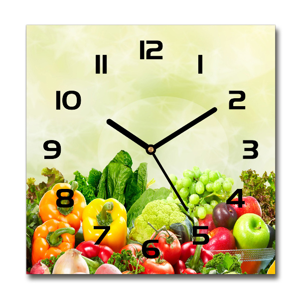 Square kitchen clock Vegetables