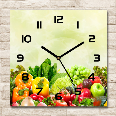 Square kitchen clock Vegetables