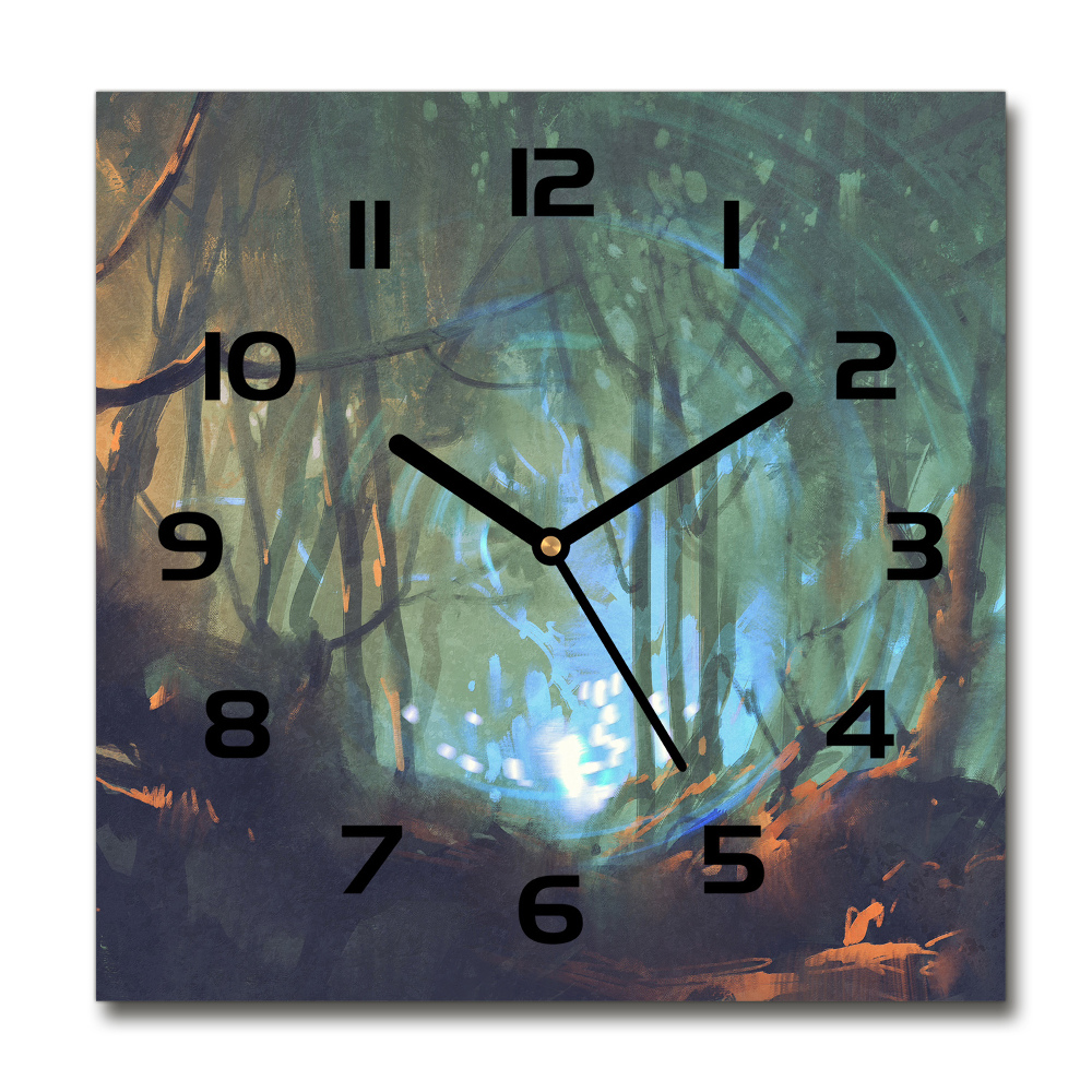 Square wall clock Mystical forest