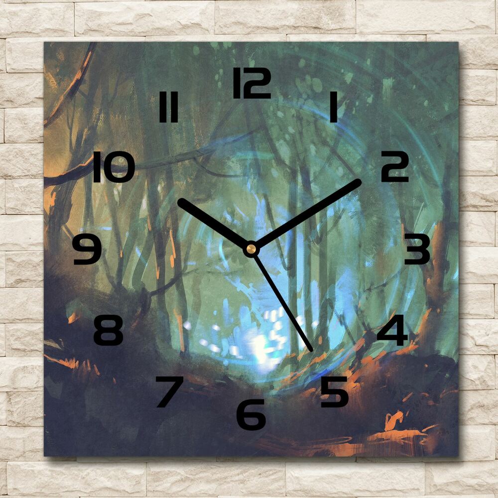 Square wall clock Mystical forest