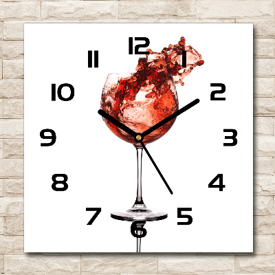 Square glass clock A glass of wine