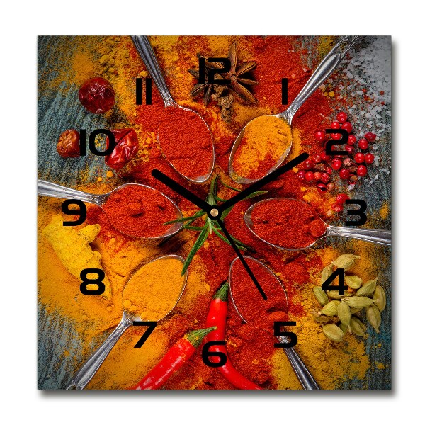 Square glass wall clock Spices