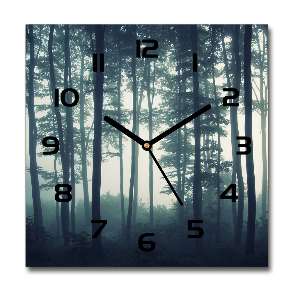 Square wall clock Fog in the forest