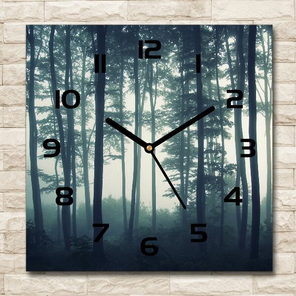 Square wall clock Fog in the forest