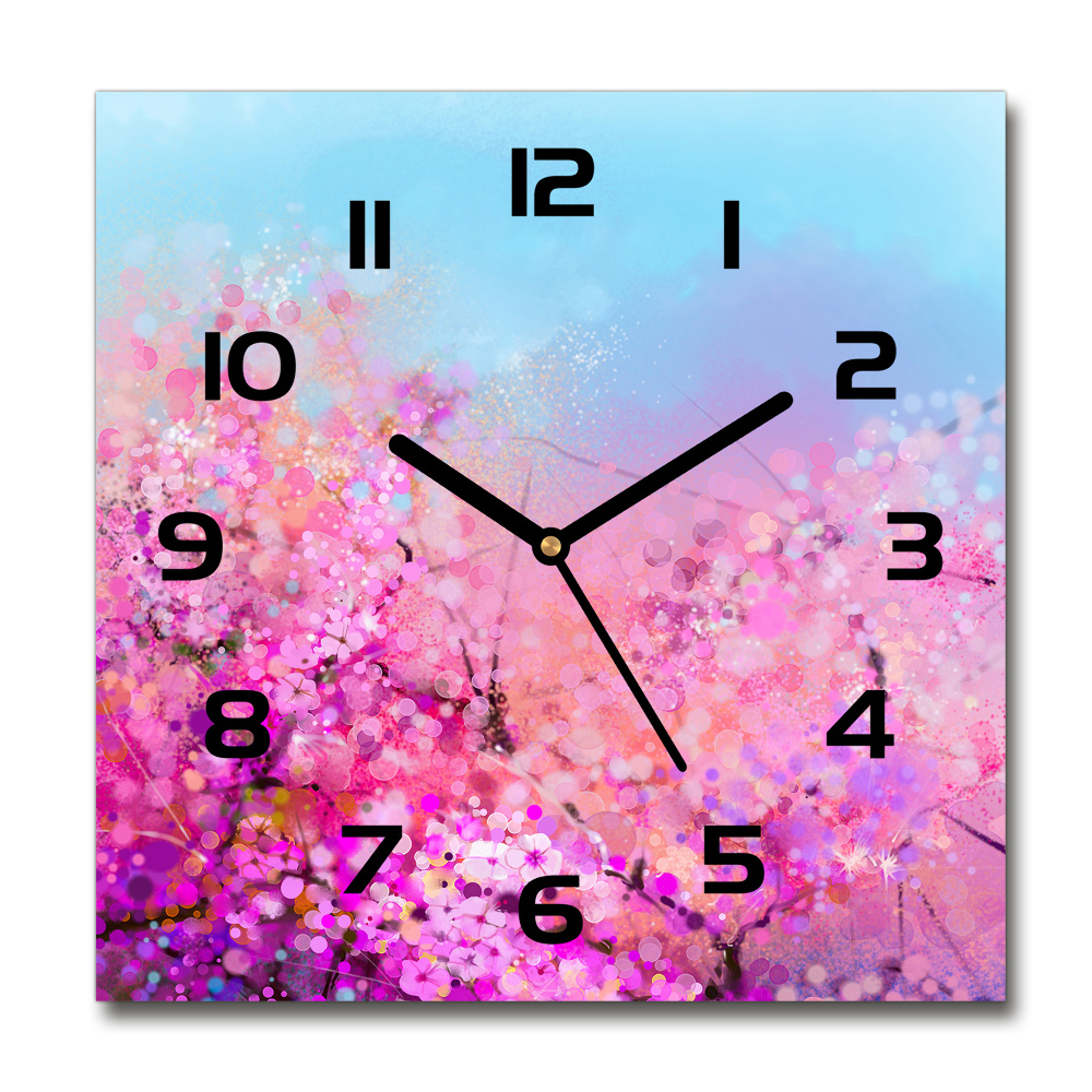 Square wall clock Cherry blossoms