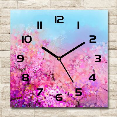 Square wall clock Cherry blossoms