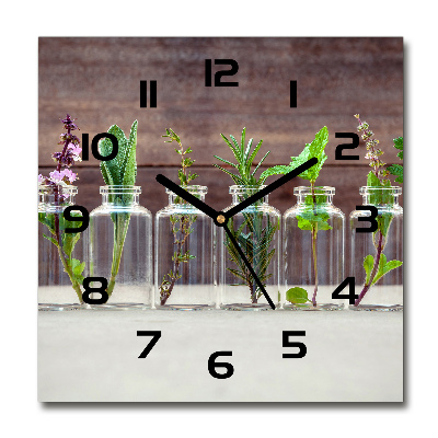 Square wall clock Plants in jars