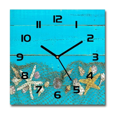 Square kitchen clock Starfish and shells