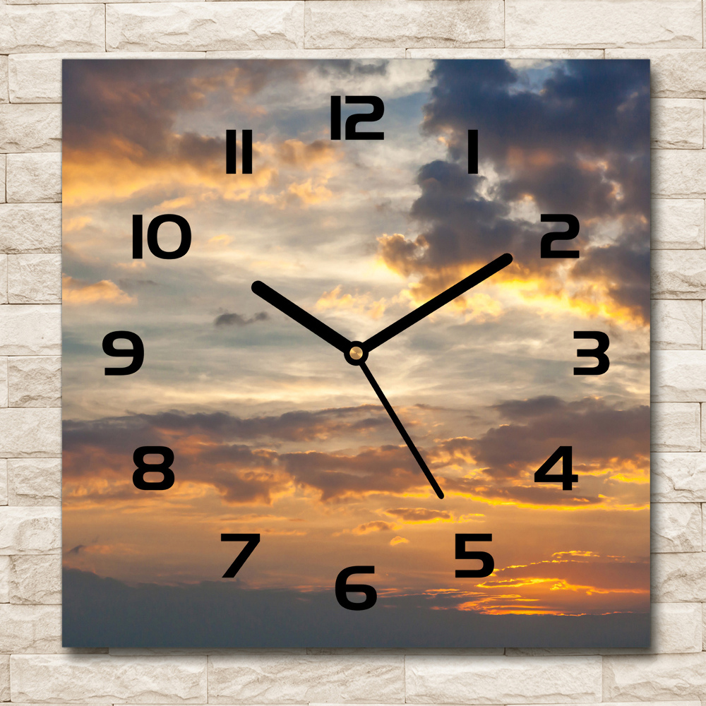 Square wall clock Sunset