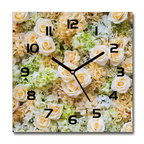 Square wall clock Roses