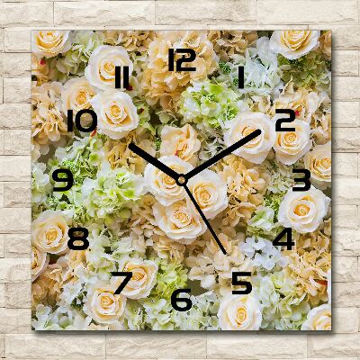 Square wall clock Roses