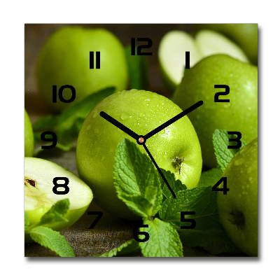 Square wall clock Green apples