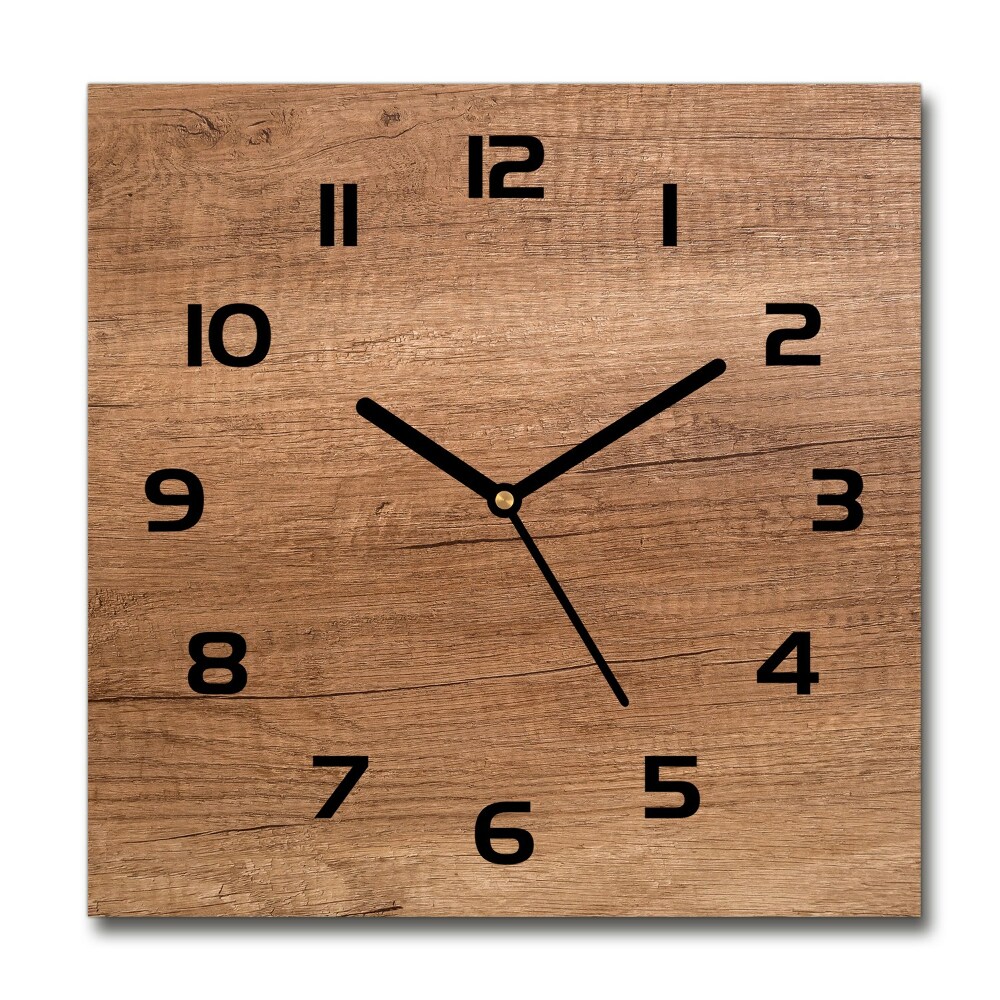 Square wall clock Wooden background