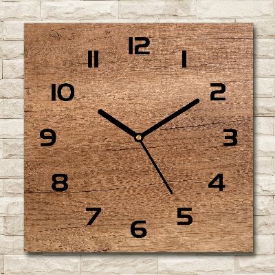 Square wall clock Wooden background