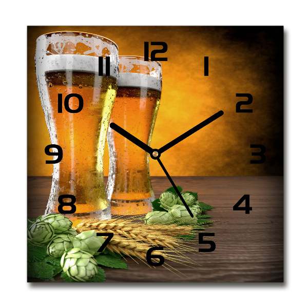 Square wall clock Two glasses of beer