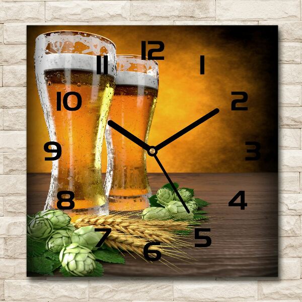 Square wall clock Two glasses of beer