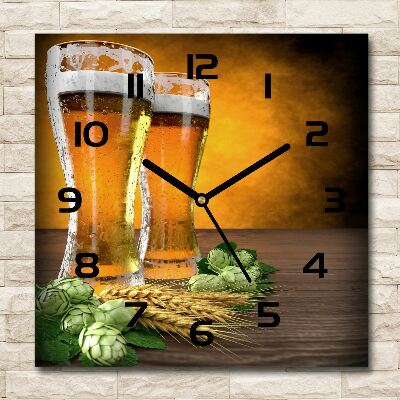 Square wall clock Two glasses of beer